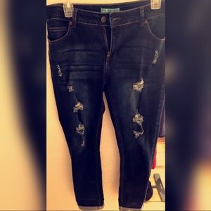 Cuffed distressed jeans